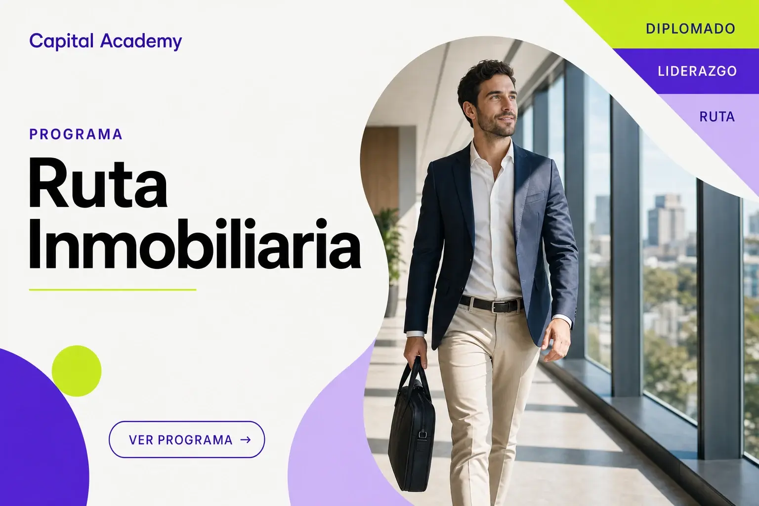 Brochure del Programa Ruta Inmobiliaria con profesional iniciando una nueva etapa
